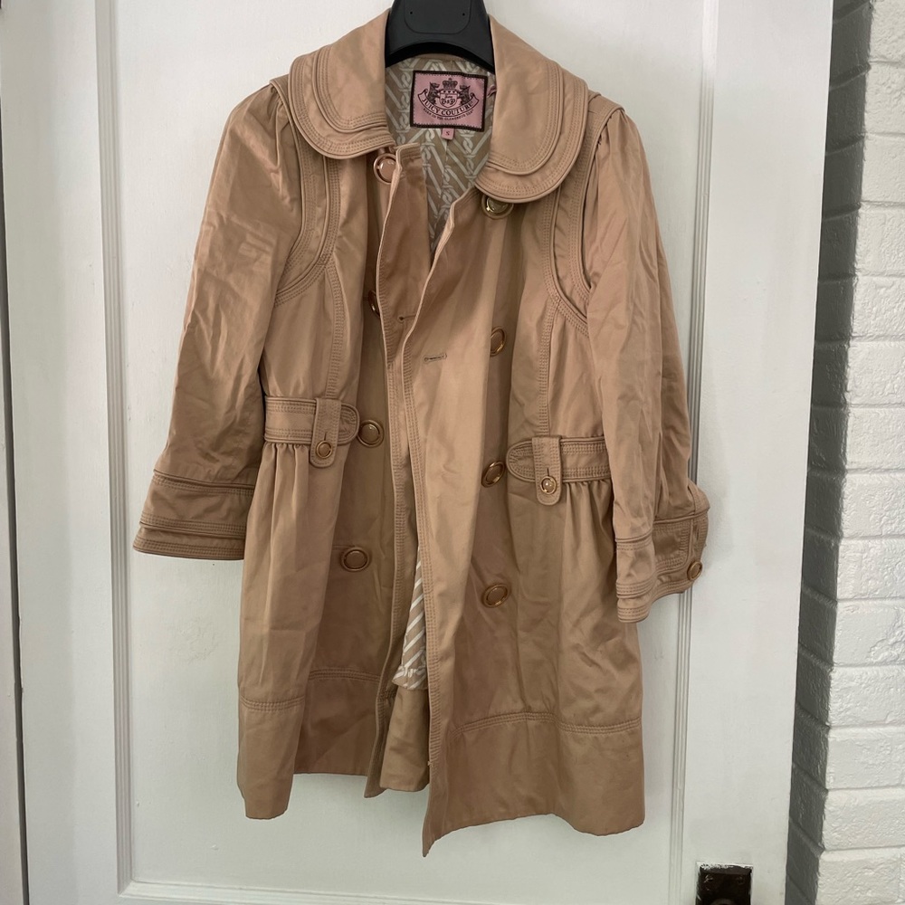 Juicy Couture Tan Quarter Sleeve Trench Coat